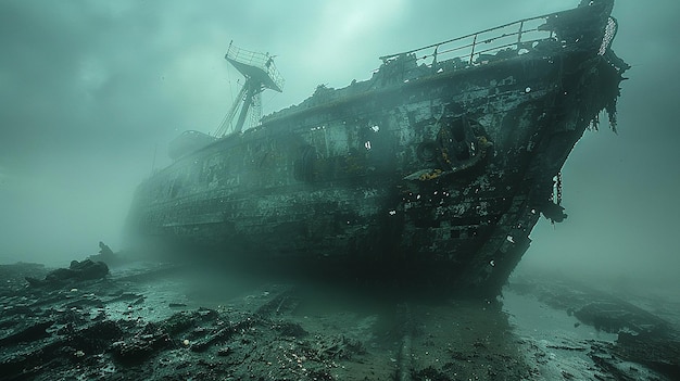 Photo a ship that is in the water with a ship in the background