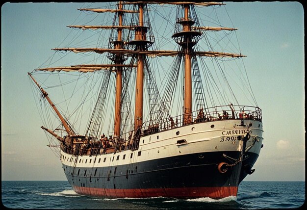 a ship that says  liberty  is on the side of the ocean