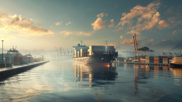 a ship in the water with a ship in the background