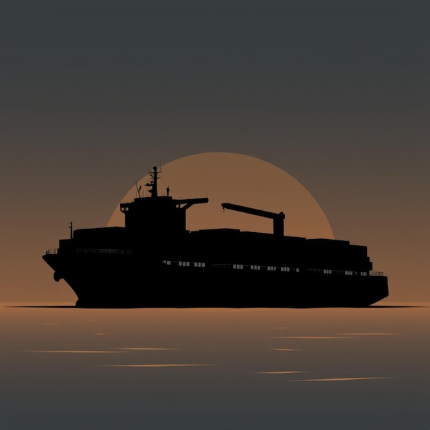 a ship with a full moon in the background