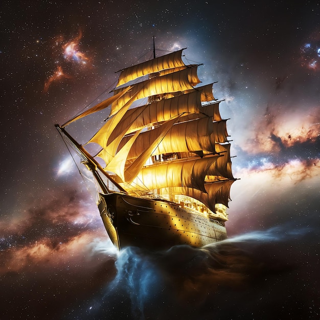 a ship with a golden cover and a star on the bottomai genareted