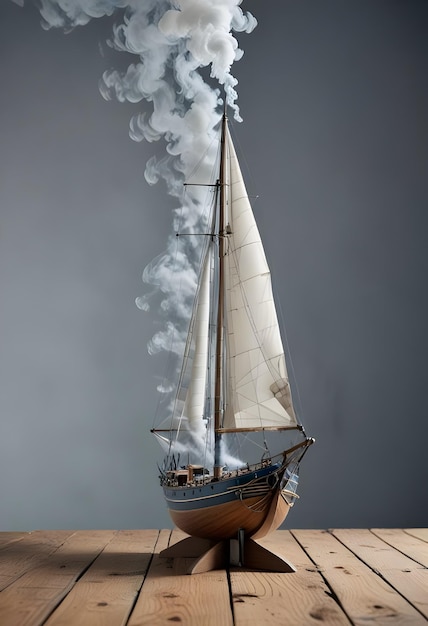 Photo ship on the wood table