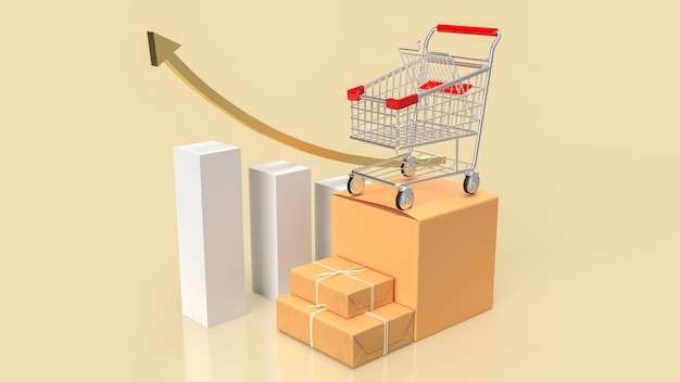 The Shipping box and chart for shopping online or transport concept 3d renderingxA