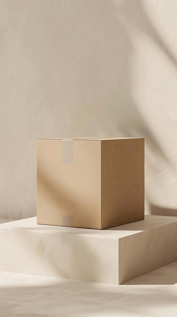 A shipping box mockup with a minimalist design