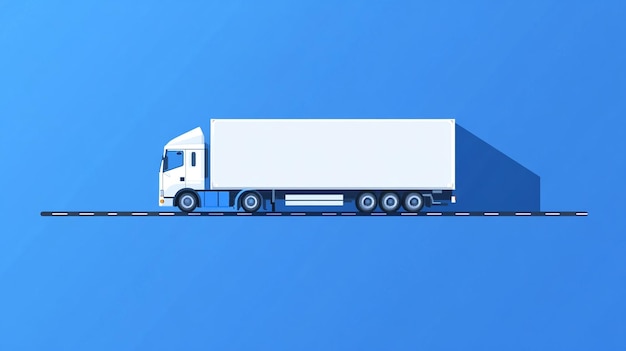 shipping truck icon on a road blue background ar 169 v 61 Job ID fcaff0092e1b40ffbf65dc597f53d642