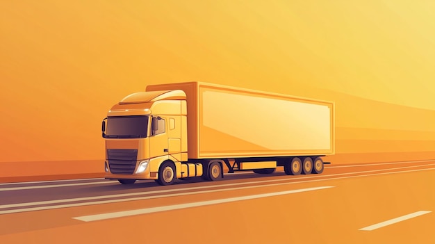 shipping truck icon on a road orange background ar 169 v 61 Job ID f6b5df01bf6f462ba81f6f83ee02e951