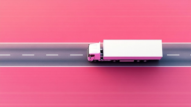 shipping truck icon on a road pink background ar 169 v 61 Job ID 7dbfbe2f5a3448deb30a5912f180a379