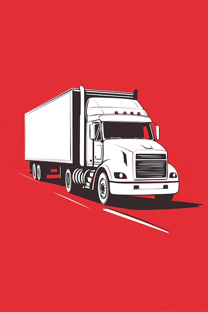 shipping truck icon on a road red background ar 23 v 61 Job ID 353dc03a806442558a79fb324defdf6c