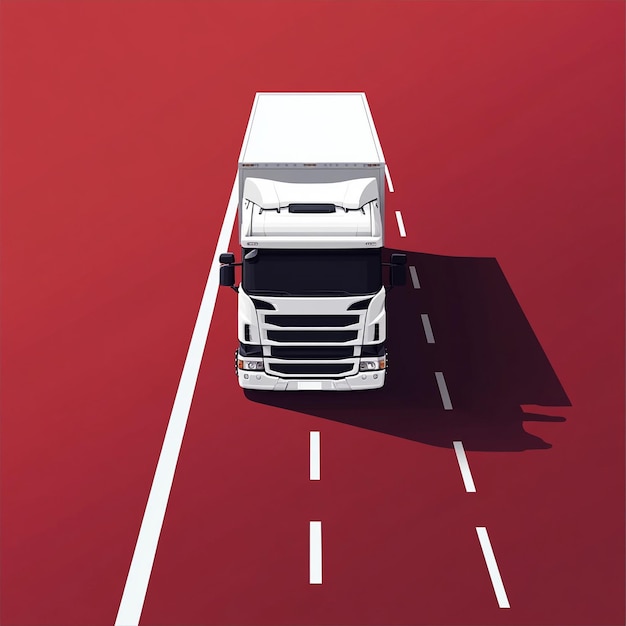 shipping truck icon on a road red background v 61 Job ID 0f90a8f182de4748b6c3782b0147e377