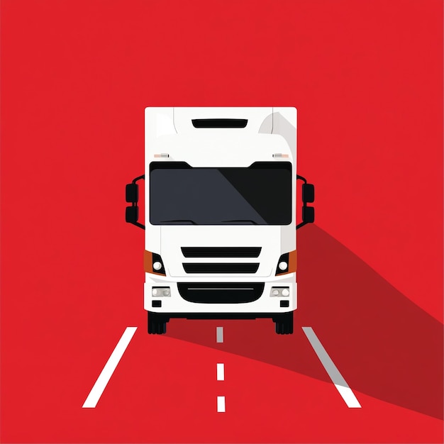 shipping truck icon on a road red background v 61 Job ID 0f90a8f182de4748b6c3782b0147e377