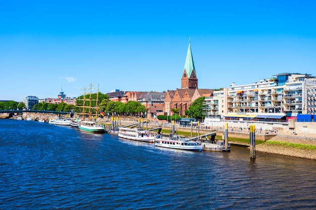 Ships at Weser river Bremen