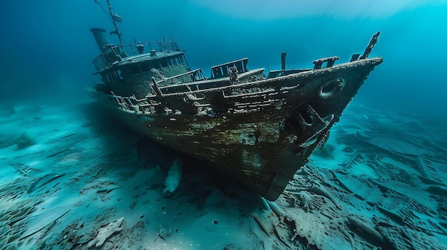 shipwreck in the deep sea