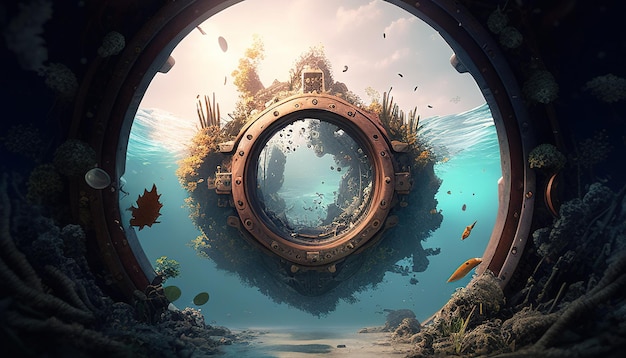 Shipwreck portal digital art illustration Generative AI