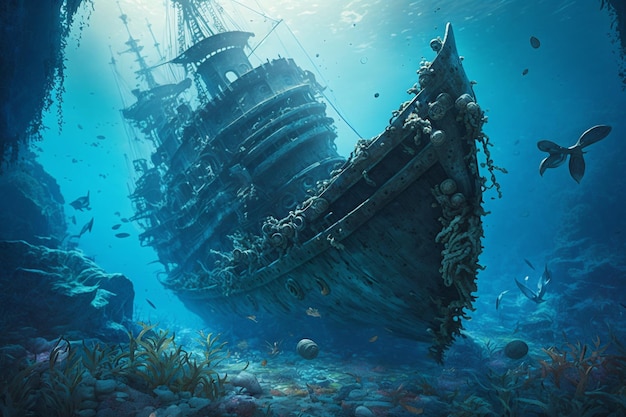 shipwreck on the seabed