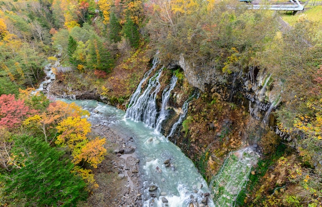 Shirahige Waterfall in autumn forest