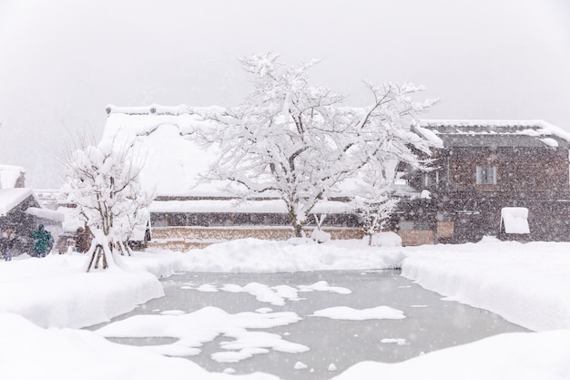 Shirakawa go village in the winter snow season 