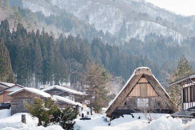 Shirakawago, Japan historic winter village.