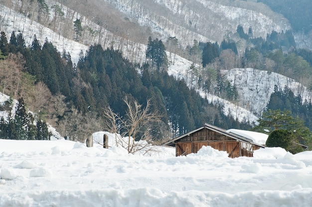 Shirakawago, Japan historic winter village.