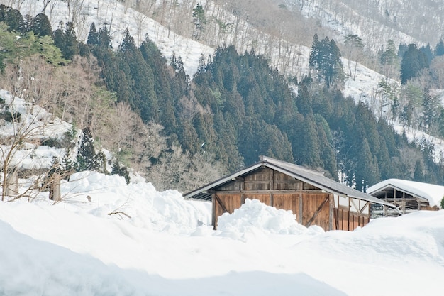 Shirakawago, Japan historic winter village.