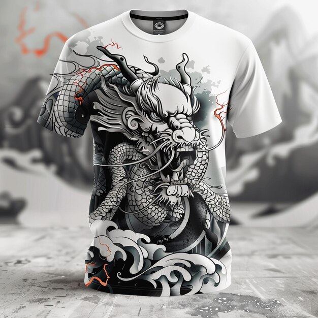 a shirt design with dragon