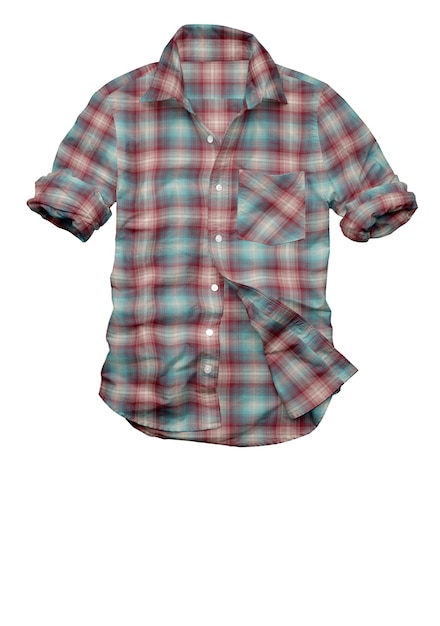 A shirt that has a blue and green plaid pattern on it