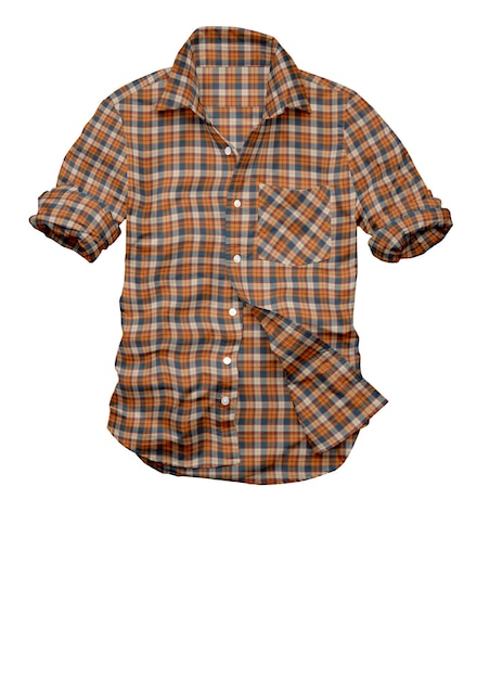 A shirt that has a red and orange checkered pattern on it