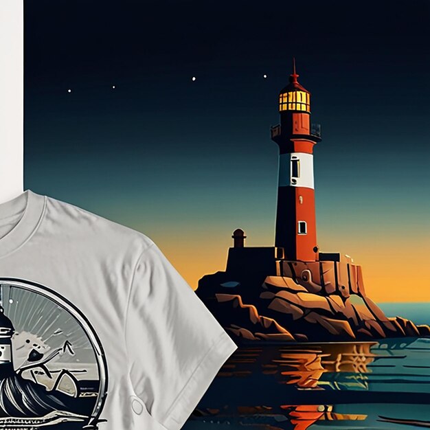 Photo a shirt that says  t - shirt  is next to a light house