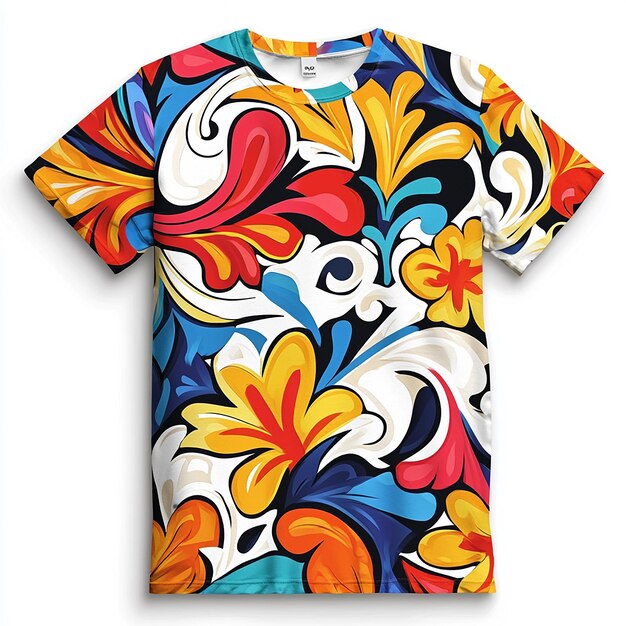 Photo a shirt with a colorful design on it that says quot flowers quot