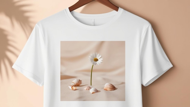 Photo a shirt with a flower on it is hanging on a hanger