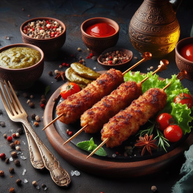 shish kebab on skewers