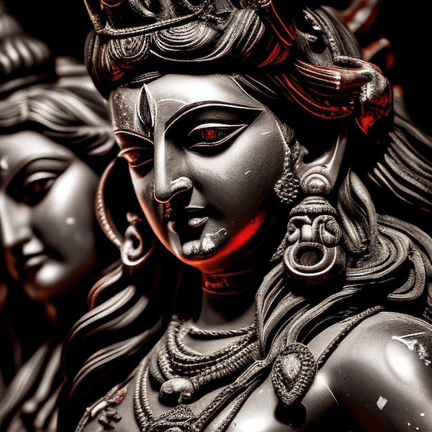 Shiv and parvati hindu god statue close up view generative AI