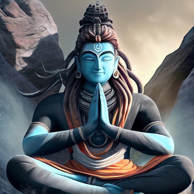 Shiva portrait hindu god hinduism deity with blue skin