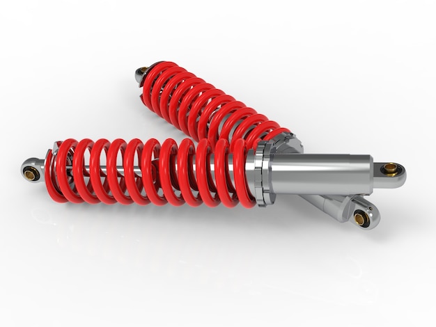 Shock absorber with reflection on white background