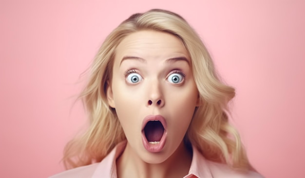 Shocked reaction Closeup photo of attractive pretty blond lady open mouth stupor astonishment