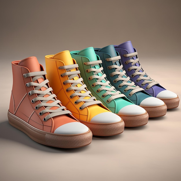 Shoe Mockup in Various Colors Design a mockup of a pair of shoes in various colors and different