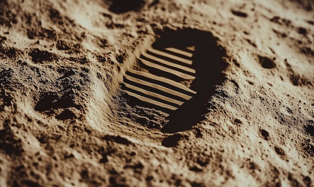 Photo a shoe in the sand with a shadow of a mans shoe