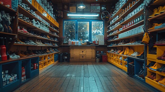 Shoe Store Checkout Counter with Boxes of Styles