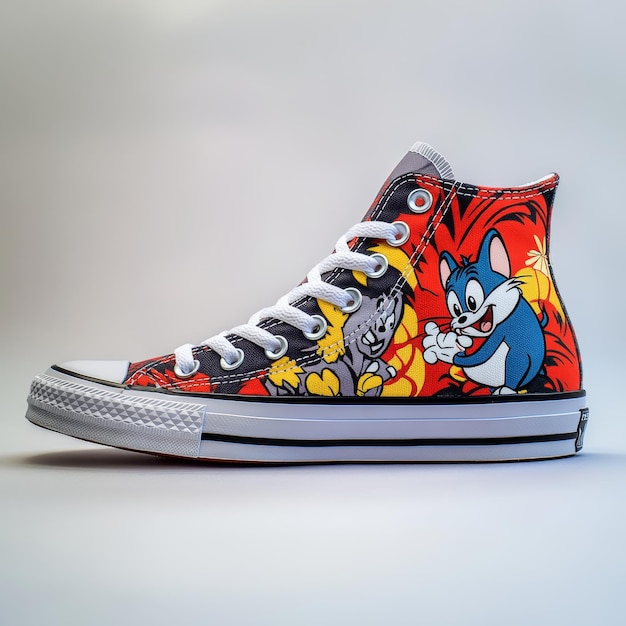 A shoe with a cartoon character on it