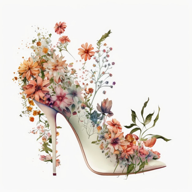 A shoe with flowers on it that says " i love flowers "