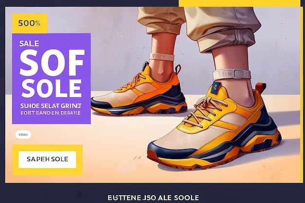 Photo shoes sale social media and instagram post banner template