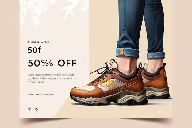 Photo shoes sale social media and instagram post banner template