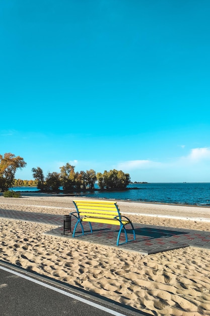 Shop in the colors of the flag of Ukraine on the beach