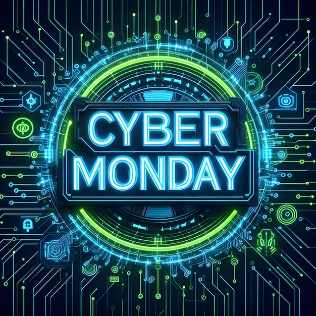 Shop Cyber Monday Sales Bold Neon Blue amp Green Design