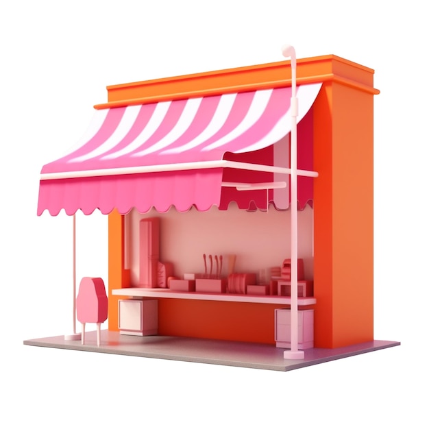 Shop front in 3D style trending color palette with Generative AI