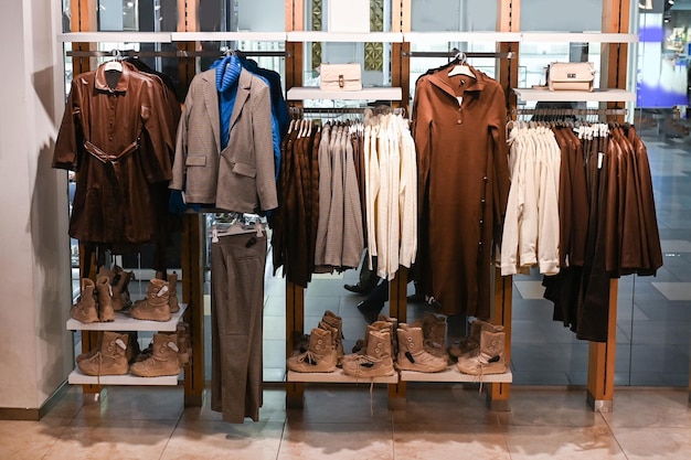 Shop window with brown clothes