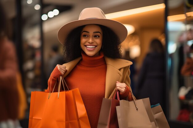 shopper with smile for luxury gifts purchase or payment in buying