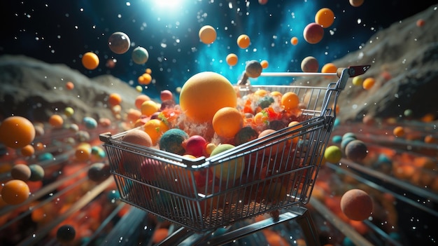 Shoppind Cart illustration HD 8K wallpaper background Stock Photographic Image