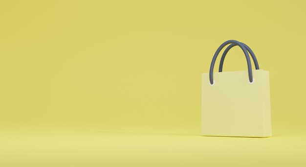 Shopping bag concept for landing page and banner 3d illustration. minimal business illustration