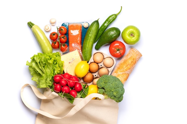 Shopping bag full of healthy food