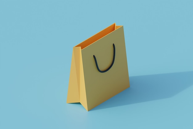 Shopping bag single isolated object. 3d render illustration isometric